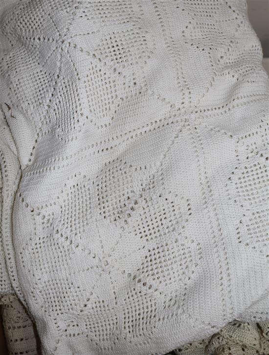 Three large crochet bed covers